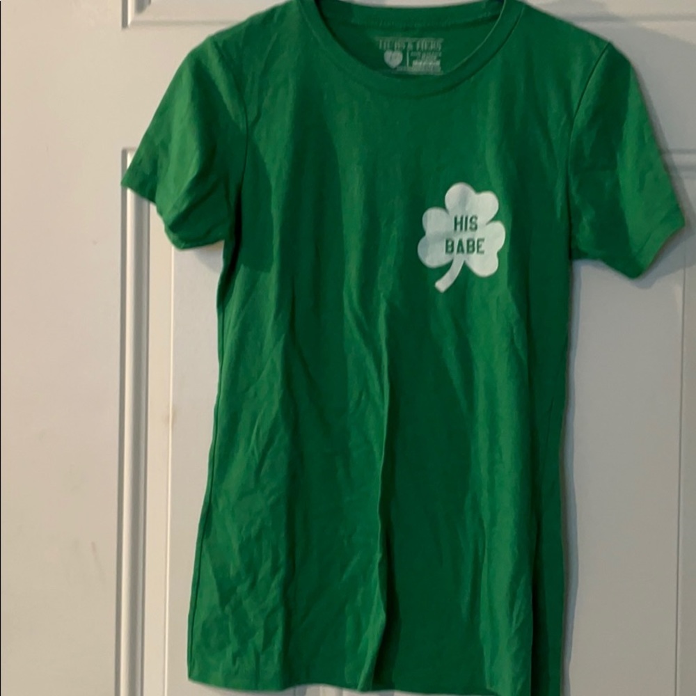 Green 'His Babe' Shamrock Graphic Tee